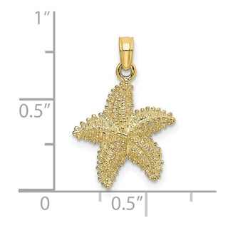 10K Yellow Gold Starfish W/ Beaded Texture Charm