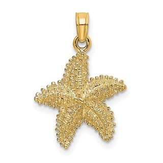 10K Yellow Gold Starfish W/ Beaded Texture Charm