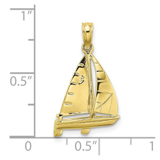 10k Yellow Gold 3-D Polished Sailboat Pendant