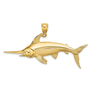 10K Yellow Gold 2-D Polished/Satin Swordfish Charm