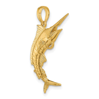 10K Yellow Gold 3-D Polished BLUE MARLIN Charm