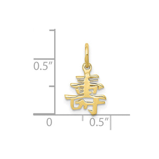 10K Yellow Gold Solid Polished Chinese Long Life Charm