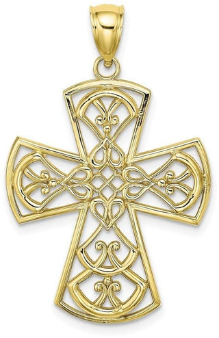 10k Yellow Gold Filigree Cross Pendant 10k8328