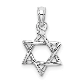 10k White Gold 3-D Polished Star Of David Pendant