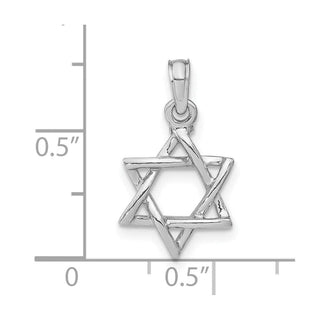 10k White Gold 3-D Polished Star Of David Pendant