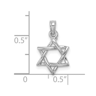 10k White Gold 3-D Polished Star Of David Pendant
