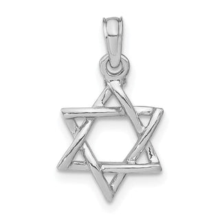 10k White Gold 3-D Polished Star Of David Pendant