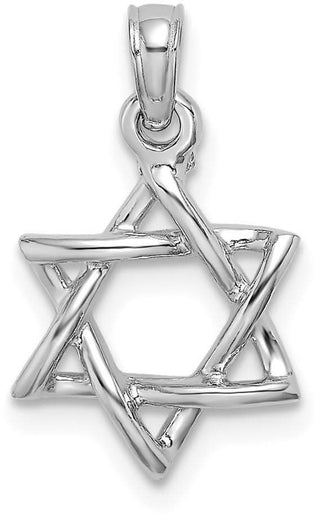 10k White Gold 3-D Polished Star Of David Pendant