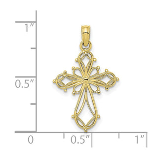 10k Yellow Gold Cut-Out Fancy Cross Pendant