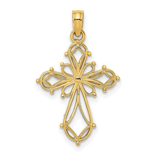10k Yellow Gold Cut-Out Fancy Cross Pendant