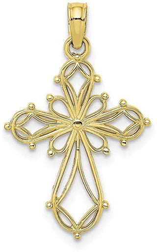 10k Yellow Gold Cut-Out Fancy Cross Pendant