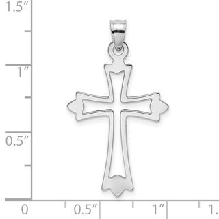 10k White Gold Polished and Cut-Out CROSS Pendant