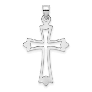 10k White Gold Polished and Cut-Out CROSS Pendant