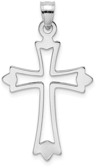 10k White Gold Polished and Cut-Out CROSS Pendant