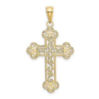 10k Yellow Gold Textured and Beaded Edge Pendant