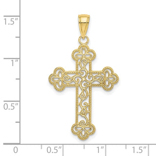10k Yellow Gold Textured and Beaded Edge Pendant