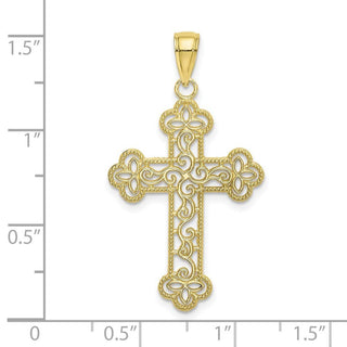 10k Yellow Gold Textured and Beaded Edge Pendant