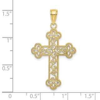 10k Yellow Gold Textured and Beaded Edge Pendant