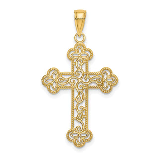 10k Yellow Gold Textured and Beaded Edge Pendant