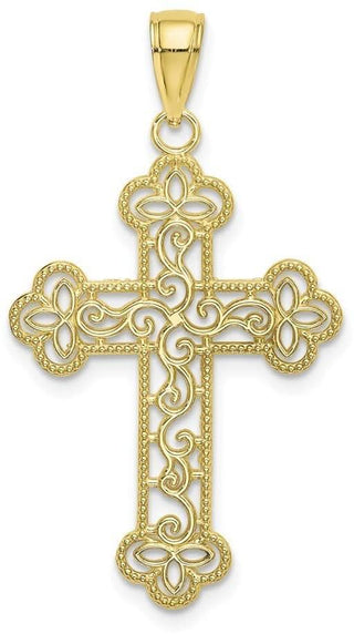 10k Yellow Gold Textured and Beaded Edge Pendant