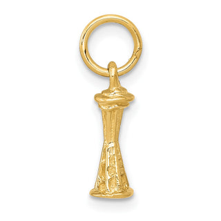 10K Yellow Gold Solid Polished 3-D Seattle Space Needle Charm