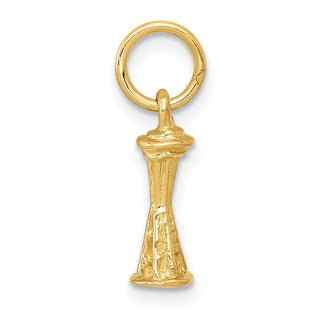 10K Yellow Gold Solid Polished 3-D Seattle Space Needle Charm