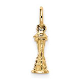 10K Yellow Gold Solid Polished 3-D Seattle Space Needle Charm