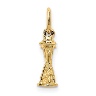 10K Yellow Gold Solid Polished 3-D Seattle Space Needle Charm