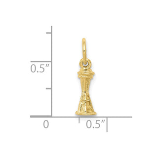 10K Yellow Gold Solid Polished 3-D Seattle Space Needle Charm