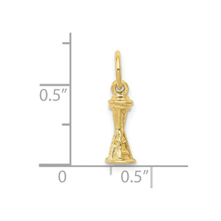 10K Yellow Gold Solid Polished 3-D Seattle Space Needle Charm
