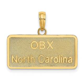 10K Yellow Gold OBX NORTH CAROLINA License Plate Charm