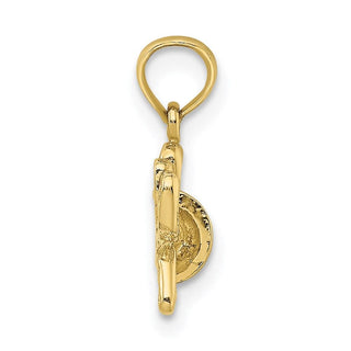 10k Yellow Gold Textured and Engraved Golf Bag Pendant