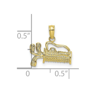 10k Yellow Gold Textured and Engraved Golf Bag Pendant