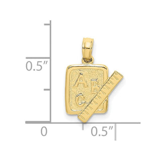 10K Yellow Gold School Book and Ruler Charm