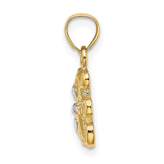 10K Yellow Gold w/Rhodium-plating Teddy Bear Charm