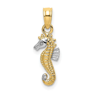 10K Yellow Gold w/Rhodium-plating 2-D Seahorse Charm