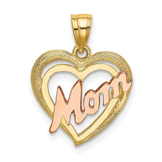 10k Two-tone Gold MOM Heart Charm
