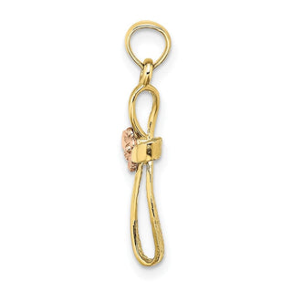 10k Yellow and Rose Gold Twisted Cross with Heart Pendant