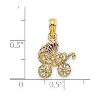10k Two-tone Gold Baby Carriage w/ Visor Charm