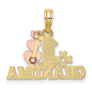 10k Two-tone Gold #1 GRANDMA w/ Three Hearts Charm