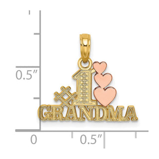 10k Two-tone Gold #1 GRANDMA w/ Three Hearts Charm