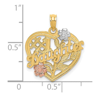 10k Two-tone Gold w/White Rhodium #1 DAUGHTER Heart Charm
