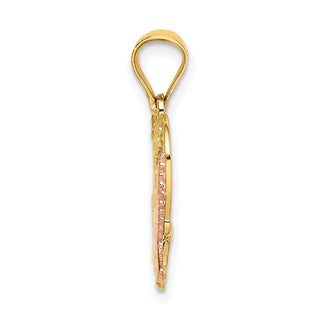 10k Two-tone Gold w/White Rhodium AMOR Heart w/Doves Charm