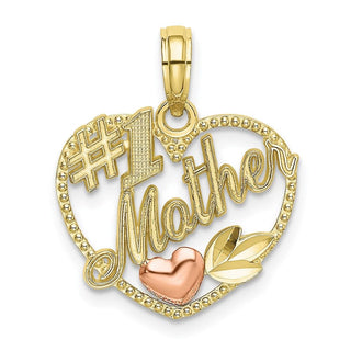 10k Yellow and Rose Gold Heart w/ #1 MOTHER Pendant