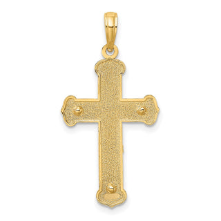 10k Yellow Gold with Rhodium-Plated Engraved Crucifix Pendant 10k9215