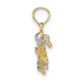 10K Yellow Gold W/ Rhodium-plating 2-D and Textured Octopus Charm 10K9222