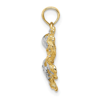 10K Yellow Gold W/ Rhodium-plating 2-D and Textured Octopus Charm 10K9223