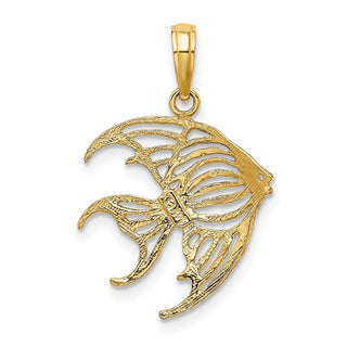 10K Yellow Gold w/ Rhodium-plating Cut-Out Angelfish Charm