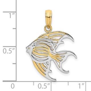 10K Yellow Gold w/ Rhodium-plating Cut-Out Angelfish Charm