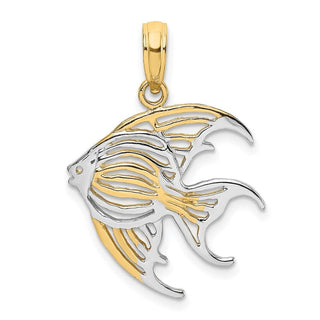 10K Yellow Gold w/ Rhodium-plating Cut-Out Angelfish Charm